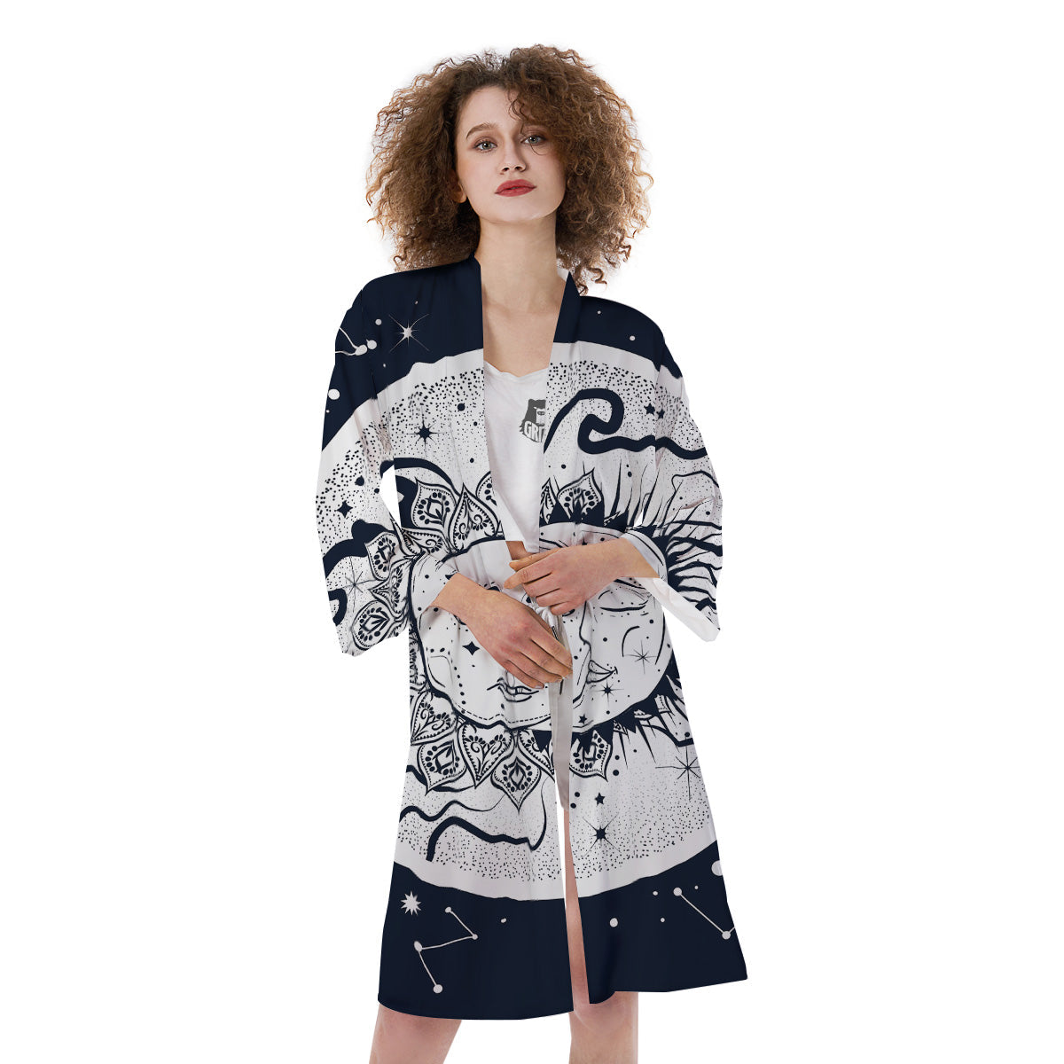 Sun And Moon Bohemian Celestial Print Kimono-grizzshop
