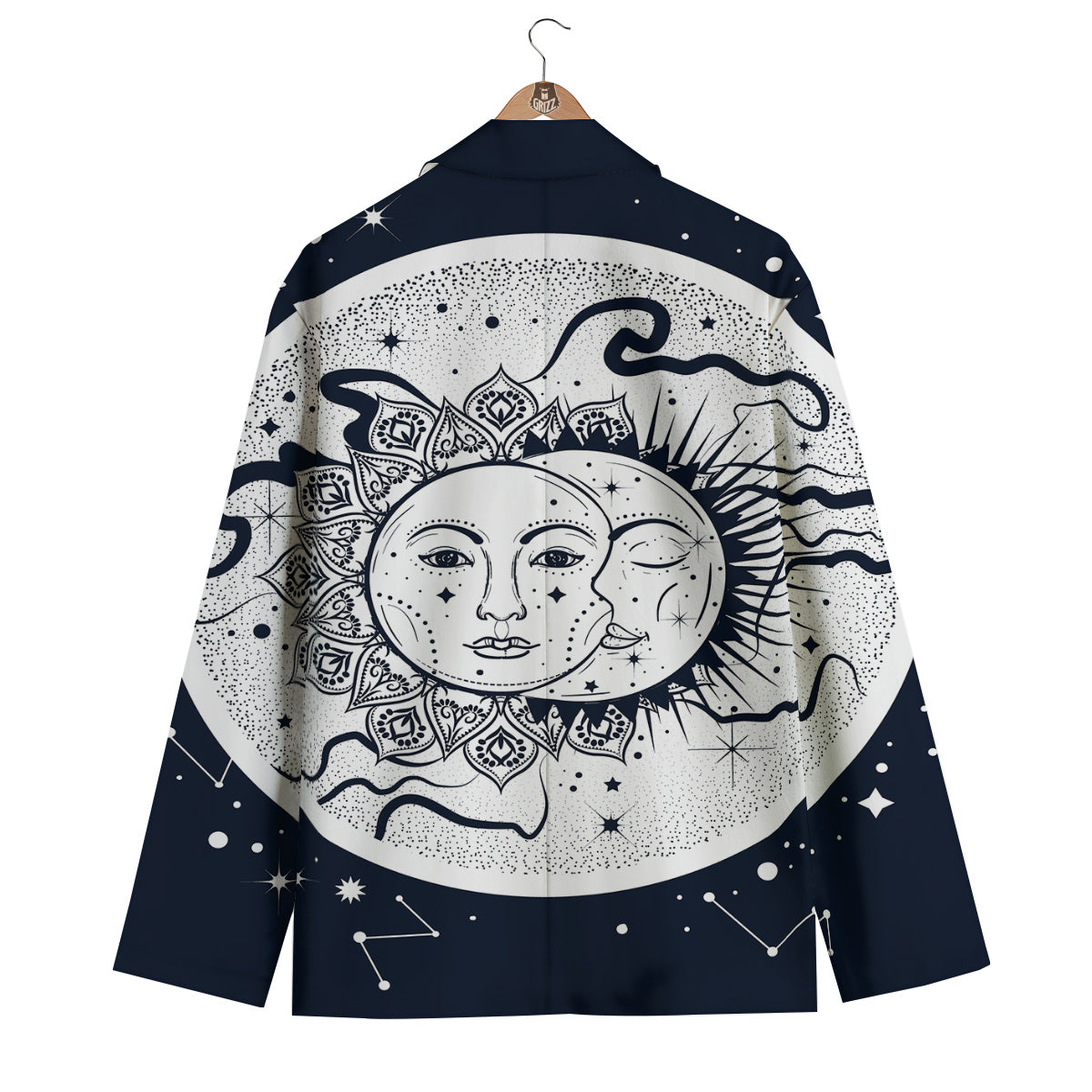 Sun And Moon Bohemian Celestial Print Men's Blazer-grizzshop