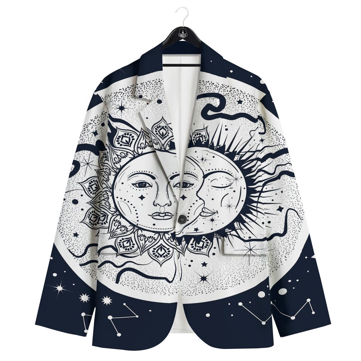 Sun And Moon Bohemian Celestial Print Men's Sport Coat-grizzshop