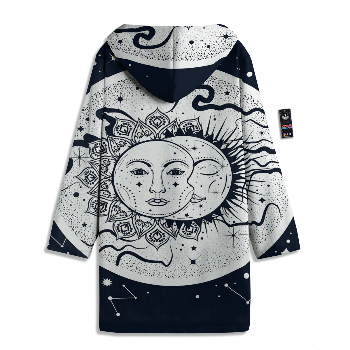 Sun And Moon Bohemian Celestial Print Men's Windbreaker Jacket-grizzshop