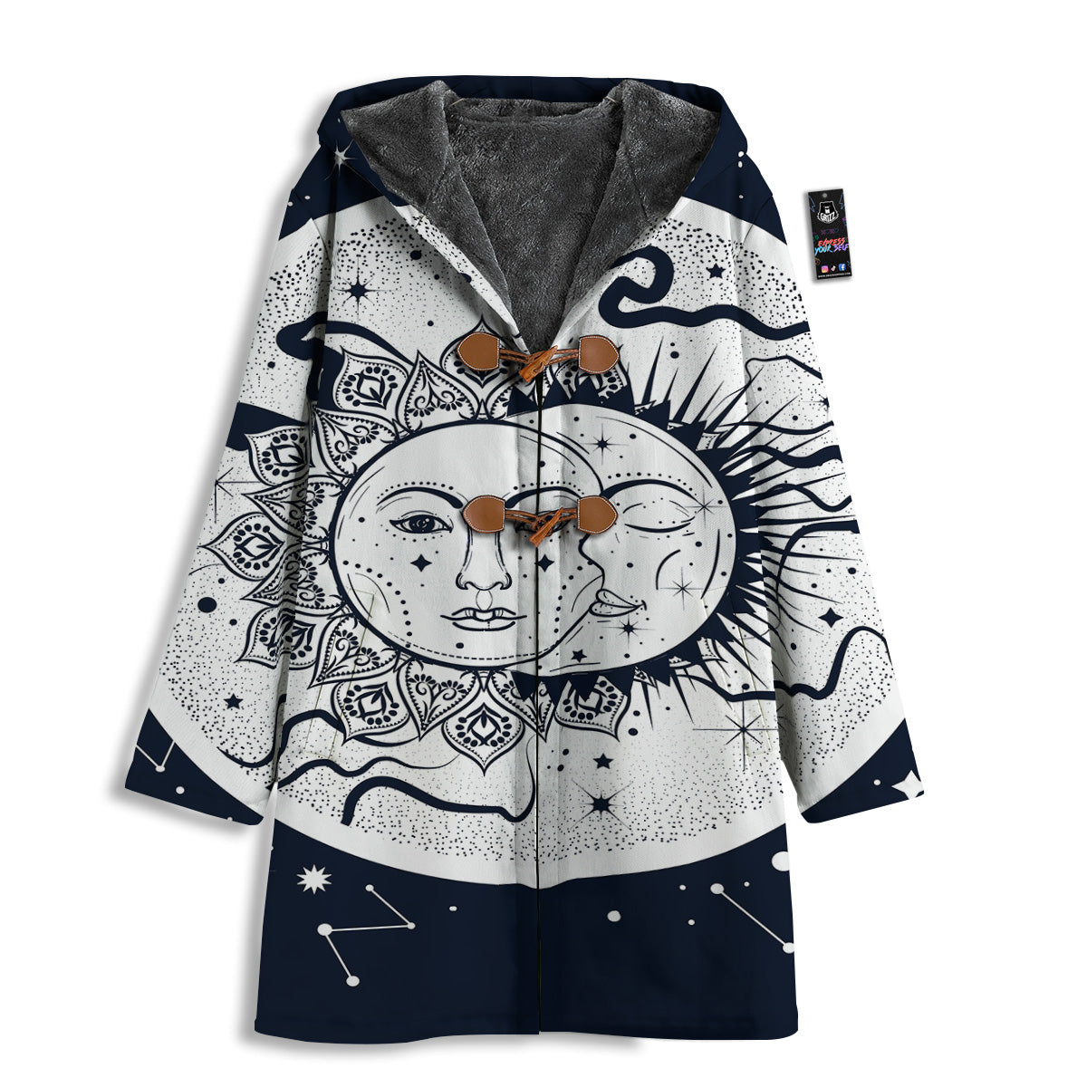 Sun And Moon Bohemian Celestial Print Men's Windbreaker Jacket-grizzshop