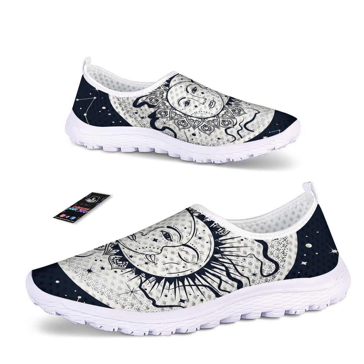 Sun And Moon Bohemian Celestial Print Nurse Shoes-grizzshop