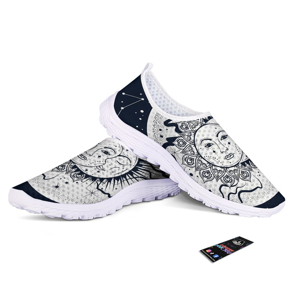Sun And Moon Bohemian Celestial Print Nurse Shoes-grizzshop