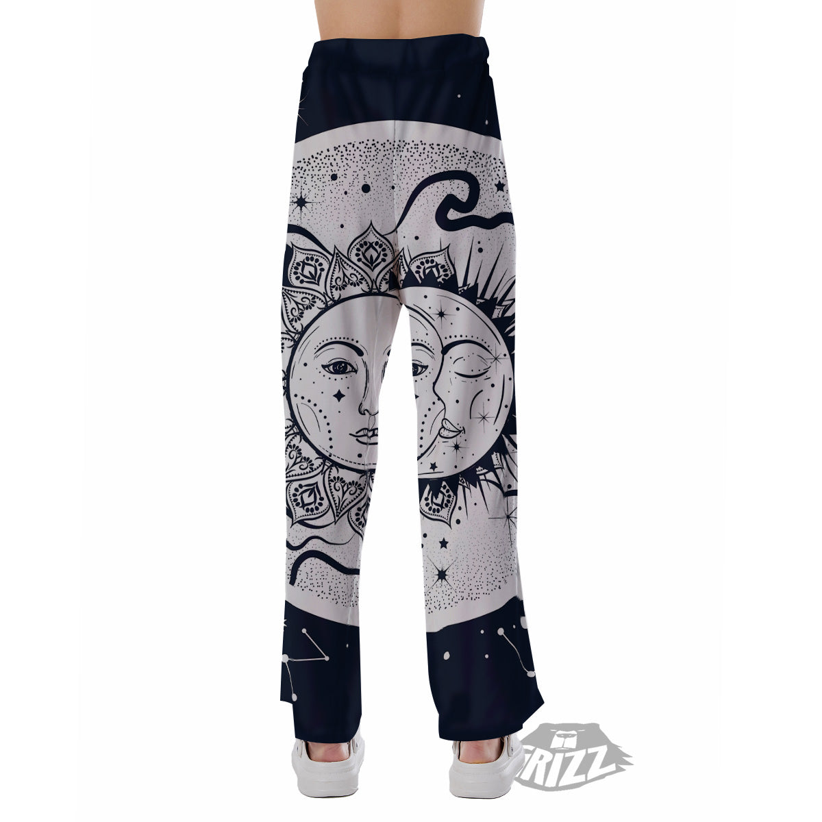 Sun And Moon Bohemian Celestial Print Pajama Pants-grizzshop