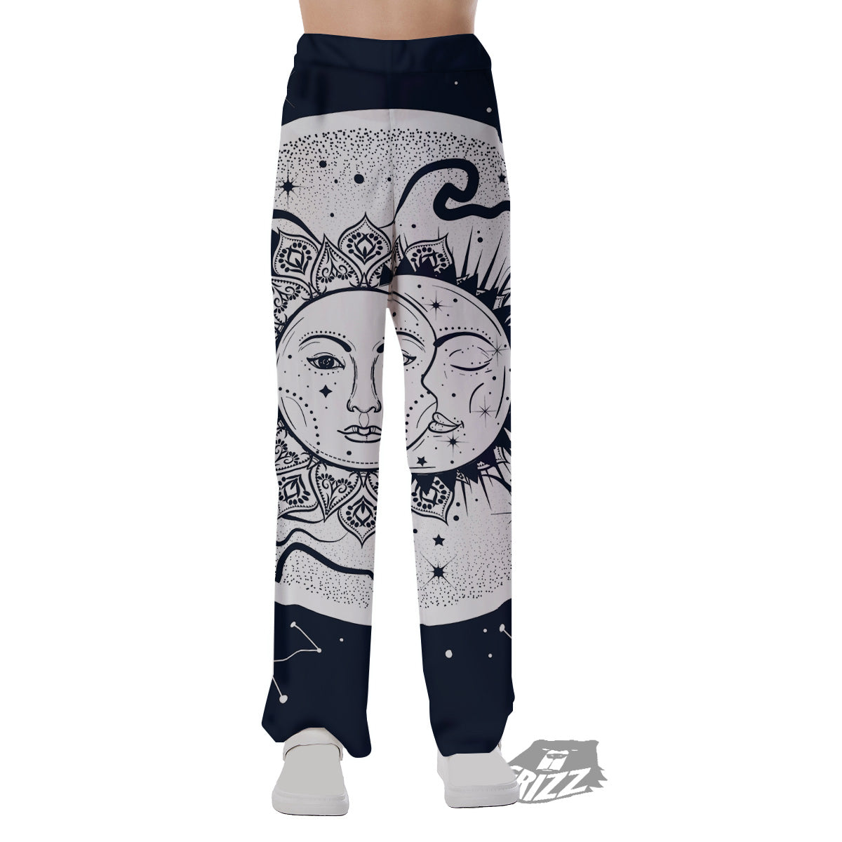Sun And Moon Bohemian Celestial Print Pajama Pants-grizzshop