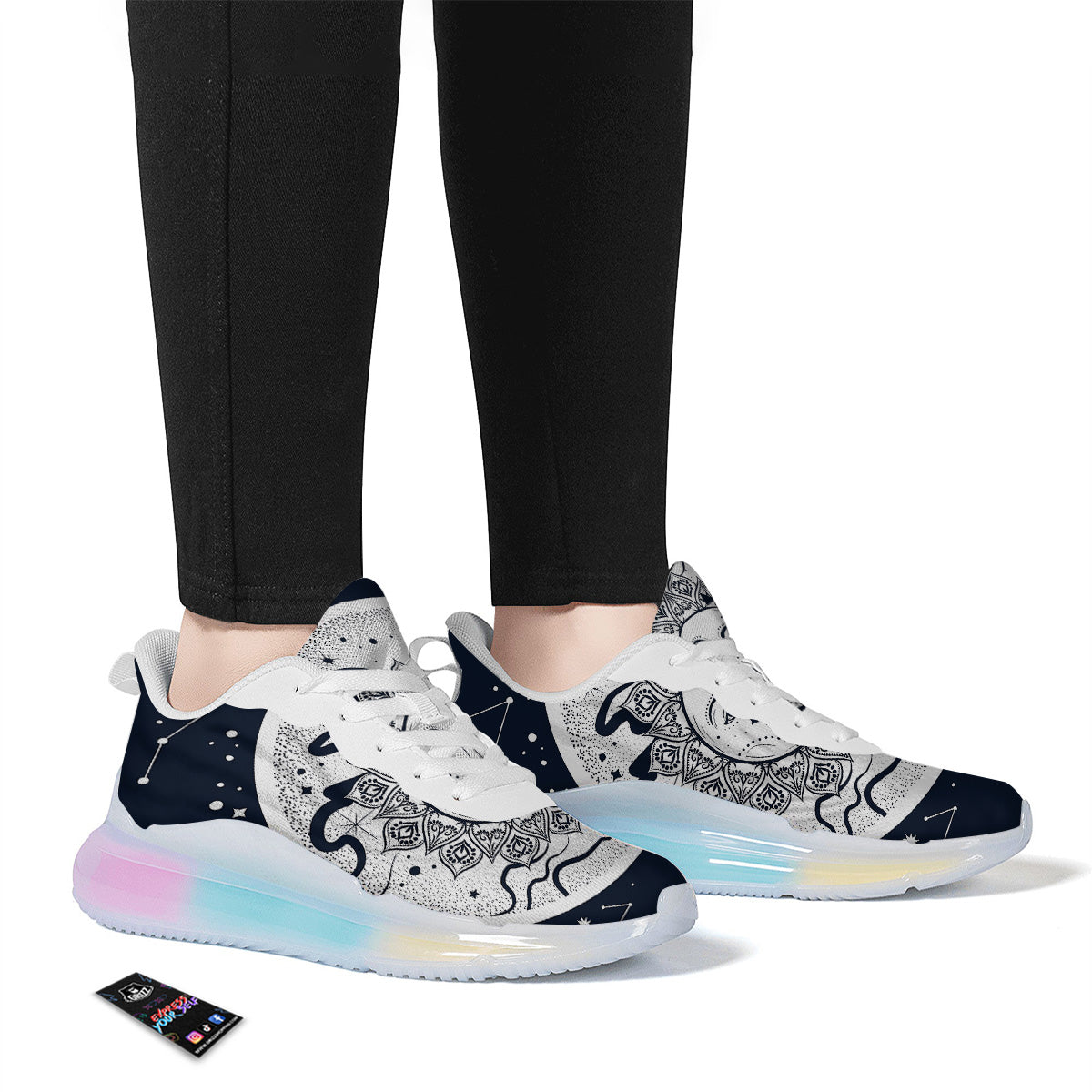 Sun And Moon Bohemian Celestial Print Running Sneakers-grizzshop