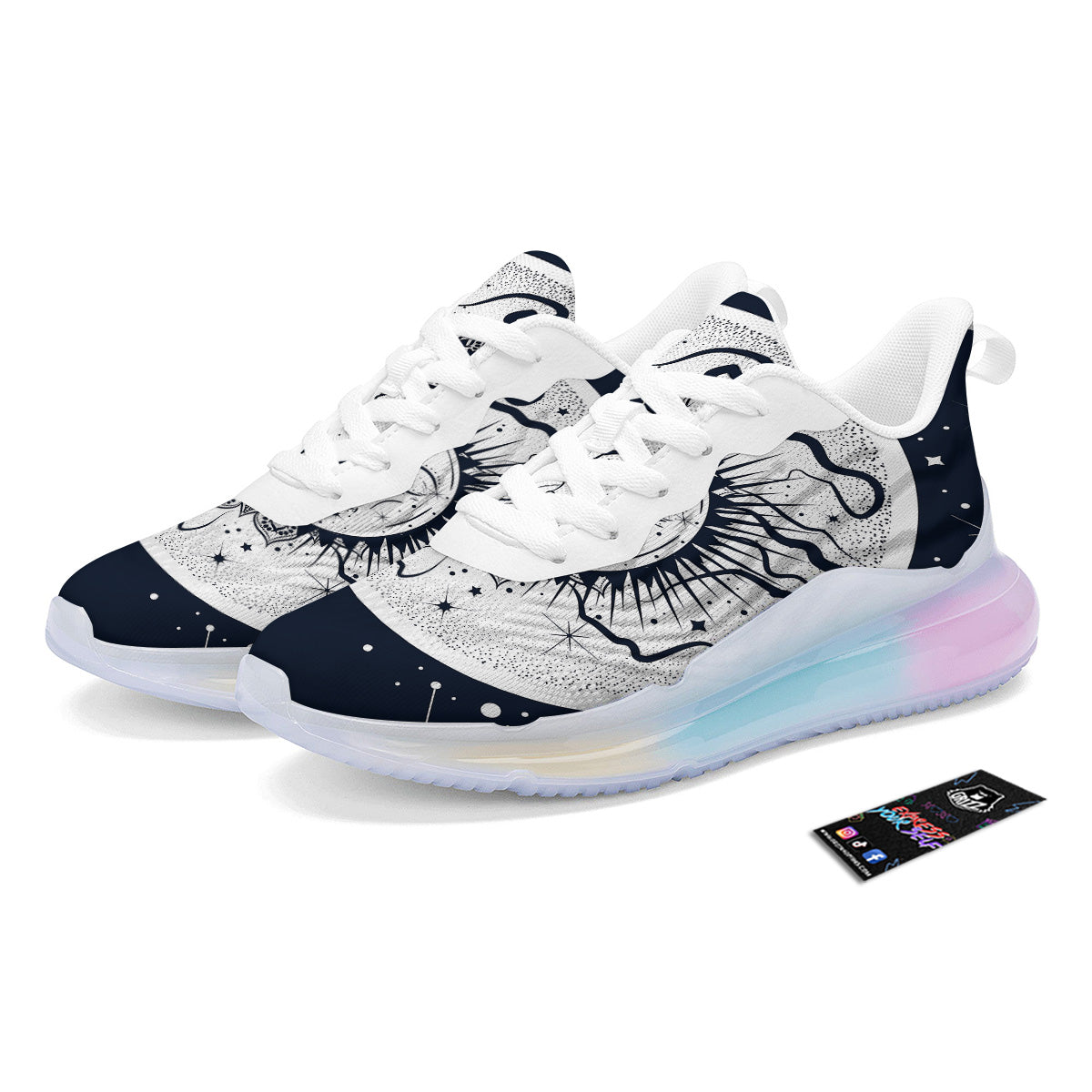 Sun And Moon Bohemian Celestial Print Running Sneakers-grizzshop