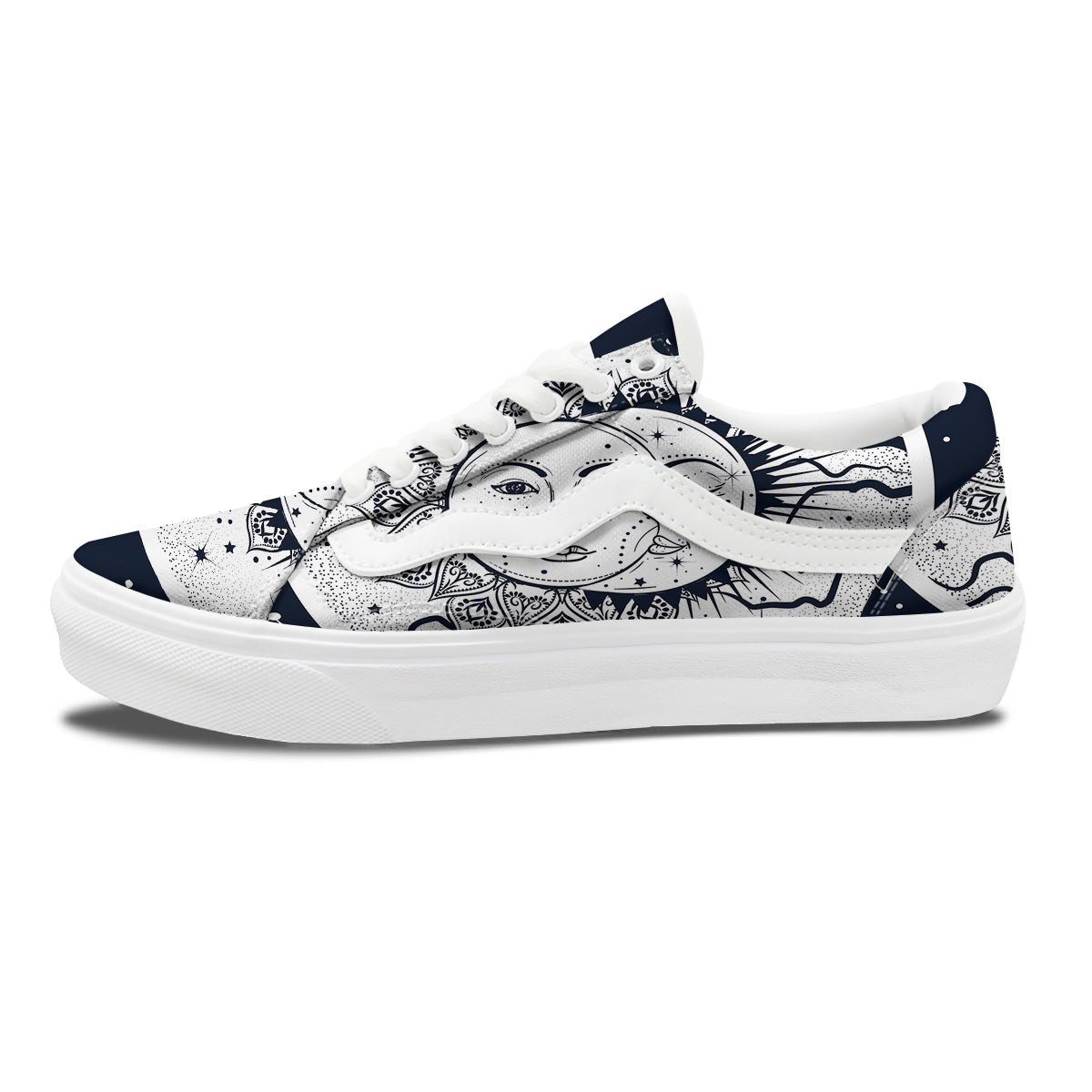 Sun And Moon Bohemian Celestial Print Skate Shoes-grizzshop