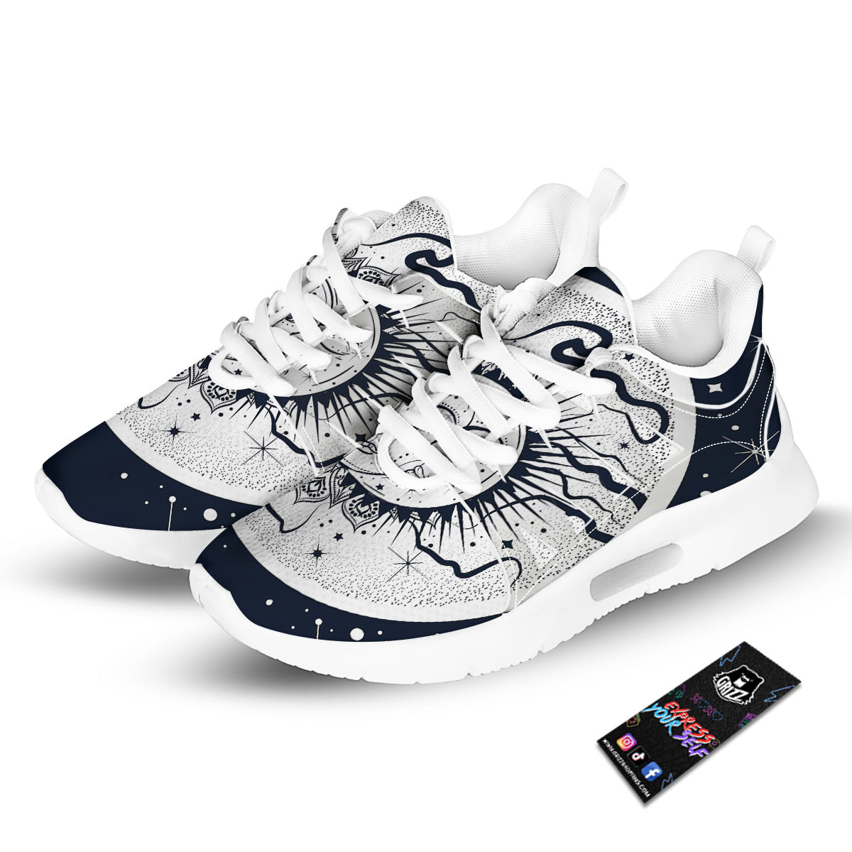Sun And Moon Bohemian Celestial Print Tennis Shoes-grizzshop