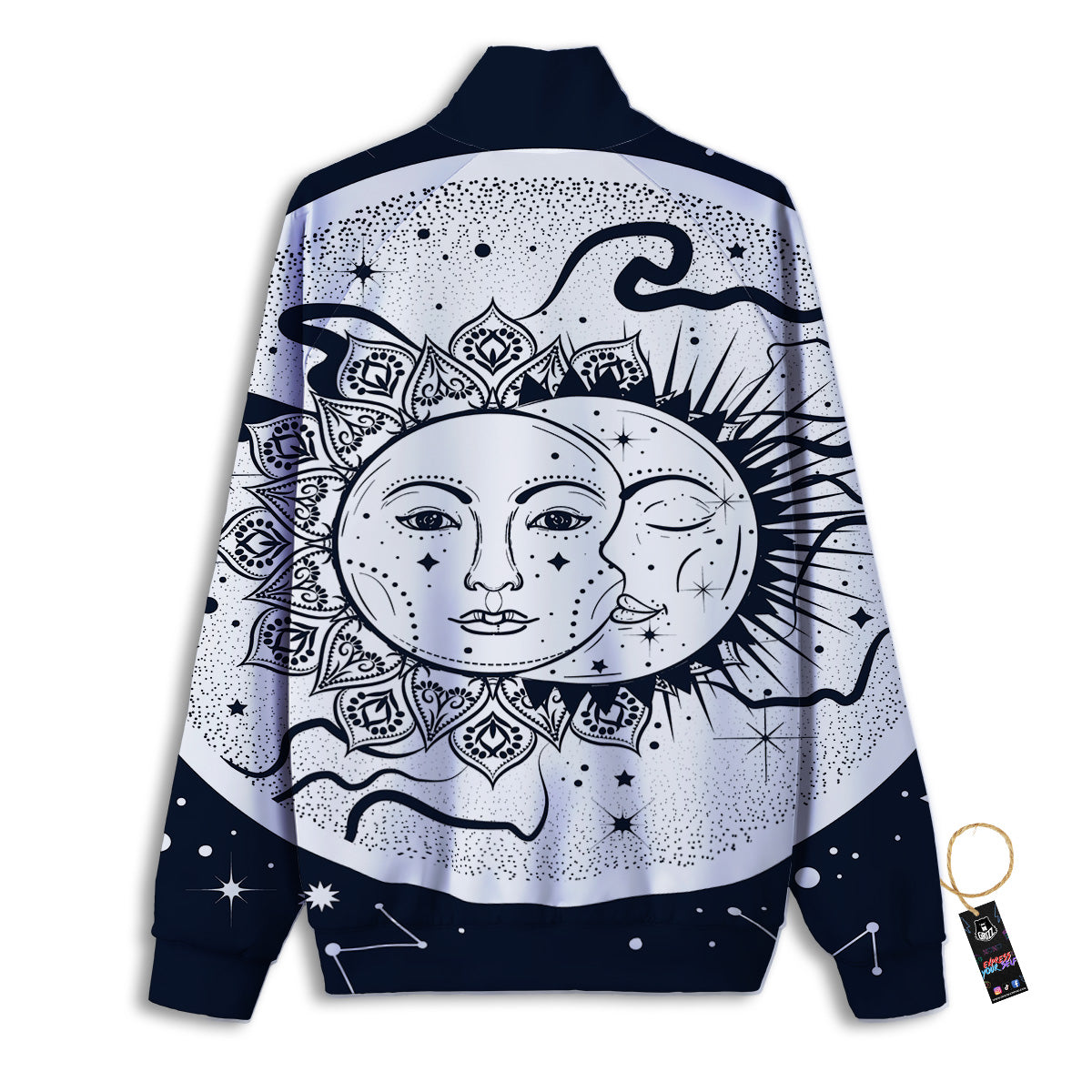 Sun And Moon Bohemian Celestial Print Track Jacket-grizzshop