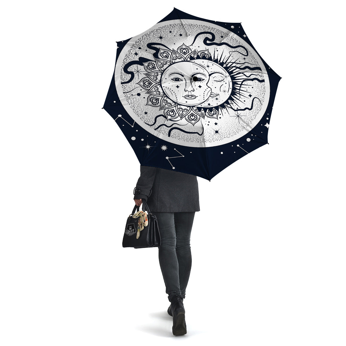 Sun And Moon Bohemian Celestial Print Umbrella-grizzshop