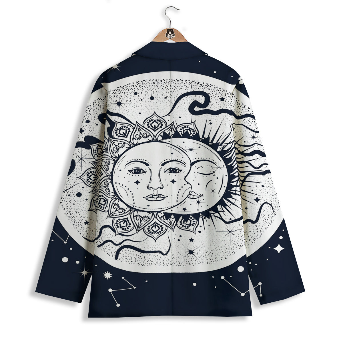 Sun And Moon Bohemian Celestial Print Women's Blazer-grizzshop