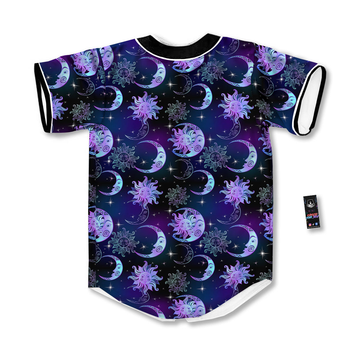 Sun And Moon Galaxy Celestial Print Baseball Jersey-grizzshop