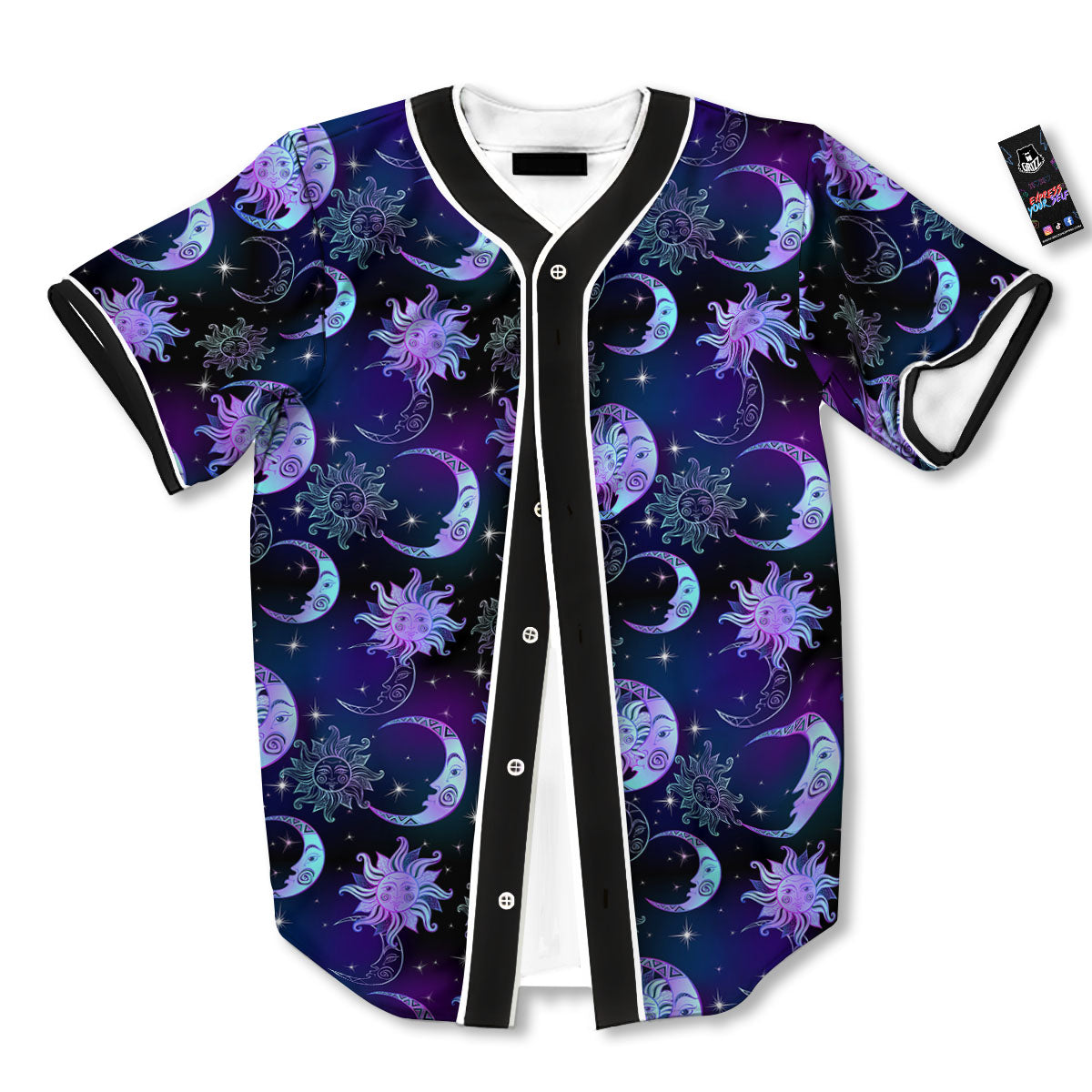 Sun And Moon Galaxy Celestial Print Baseball Jersey-grizzshop
