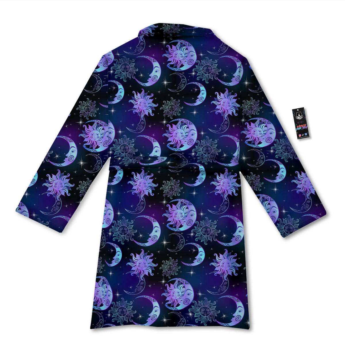 Sun And Moon Galaxy Celestial Print Bathrobe-grizzshop