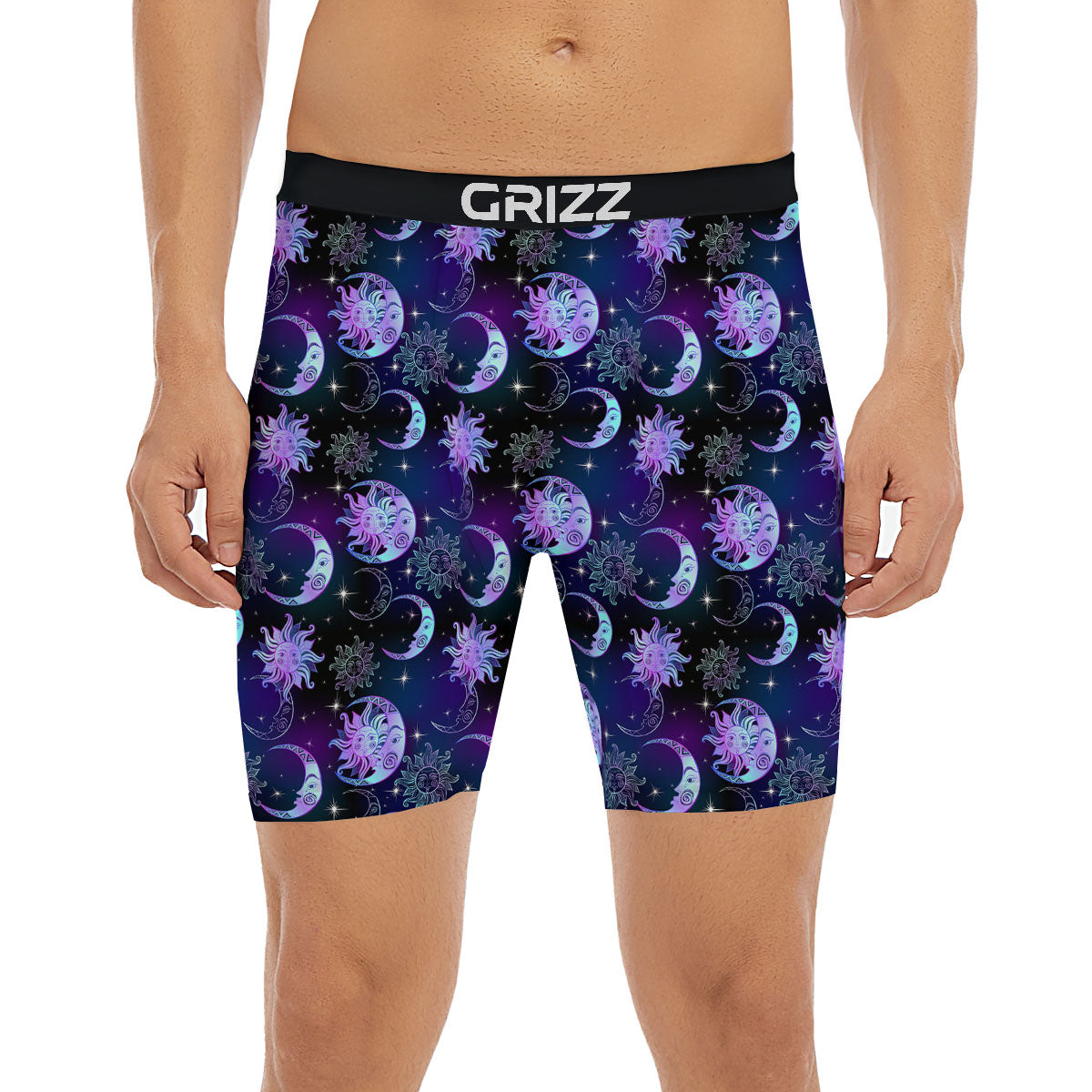 Sun And Moon Galaxy Celestial Print Boxer Briefs-grizzshop