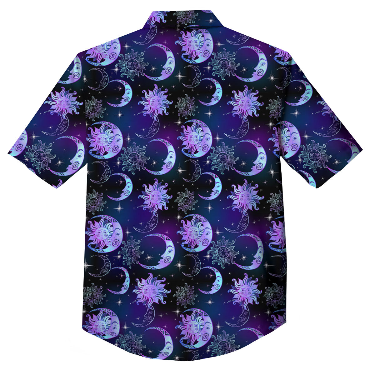 Sun And Moon Galaxy Celestial Print Button Up Shirt-grizzshop