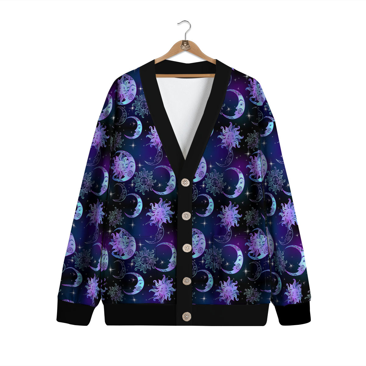 Sun And Moon Galaxy Celestial Print Cardigan-grizzshop