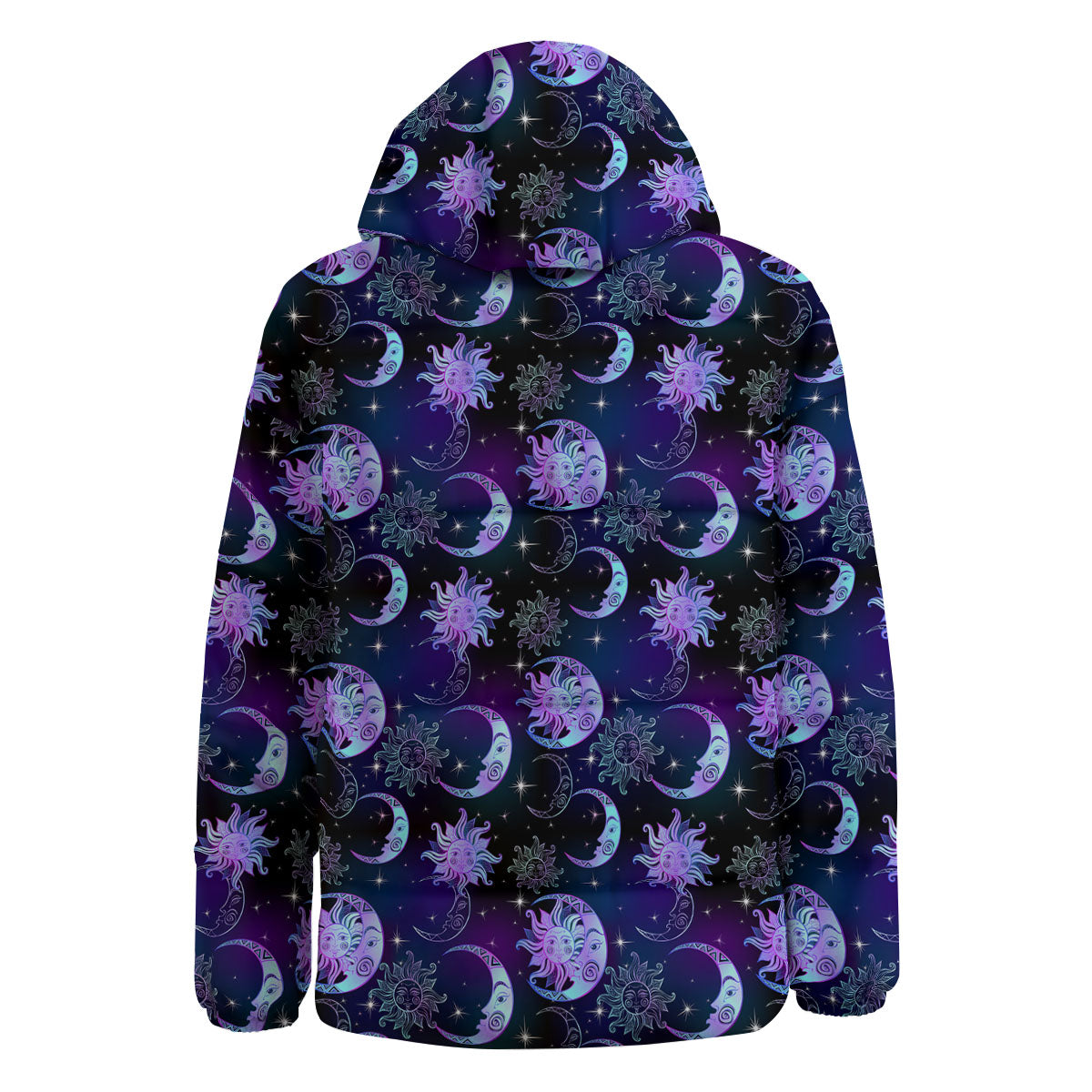 Sun And Moon Galaxy Celestial Print Down Jacket-grizzshop