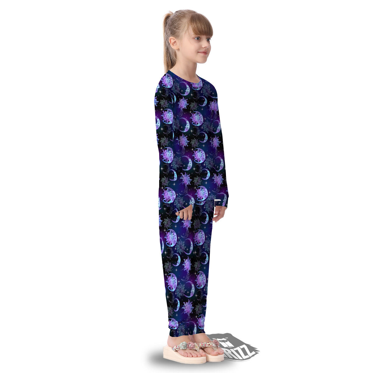 Sun And Moon Galaxy Celestial Print Kid's Pajamas-grizzshop
