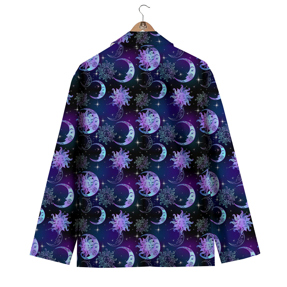 Sun And Moon Galaxy Celestial Print Men's Blazer-grizzshop