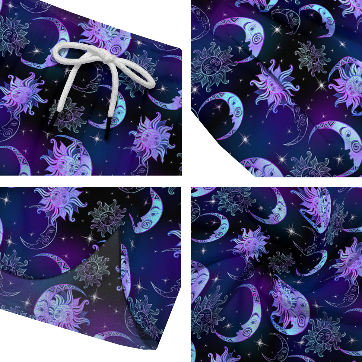 Sun And Moon Galaxy Celestial Print Men's Running Shorts-grizzshop