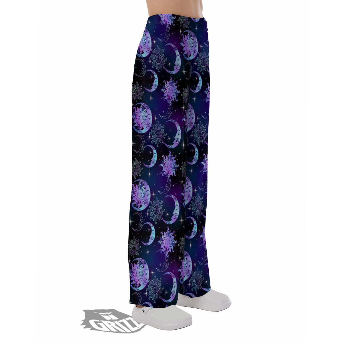 Sun And Moon Galaxy Celestial Print Pajama Pants-grizzshop
