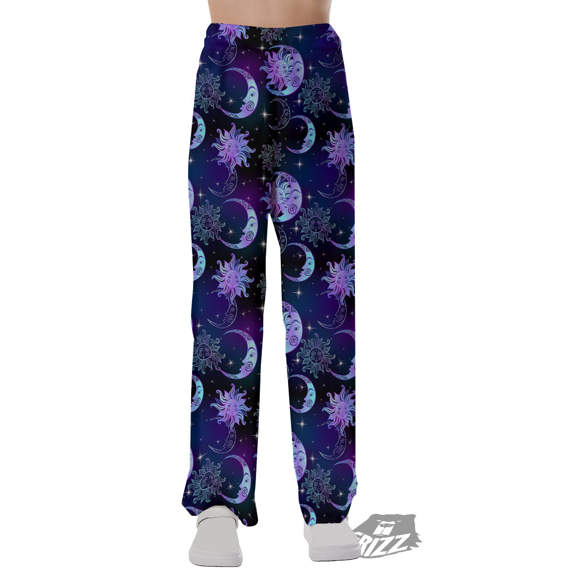 Sun And Moon Galaxy Celestial Print Pajama Pants-grizzshop