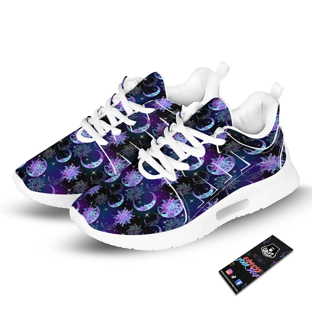 Sun And Moon Galaxy Celestial Print Tennis Shoes-grizzshop