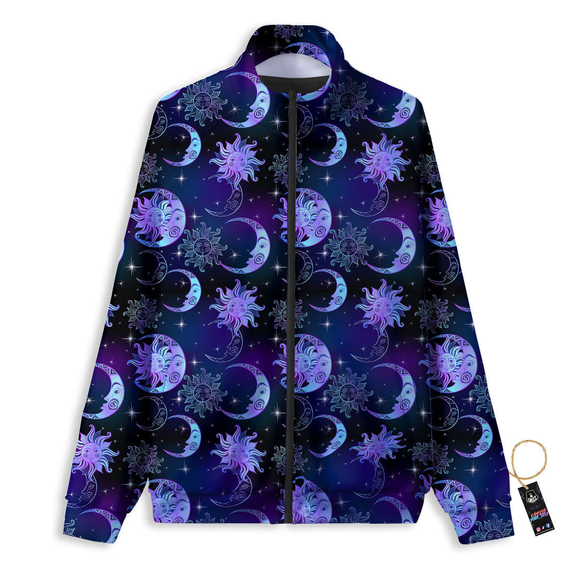Sun And Moon Galaxy Celestial Print Track Jacket-grizzshop