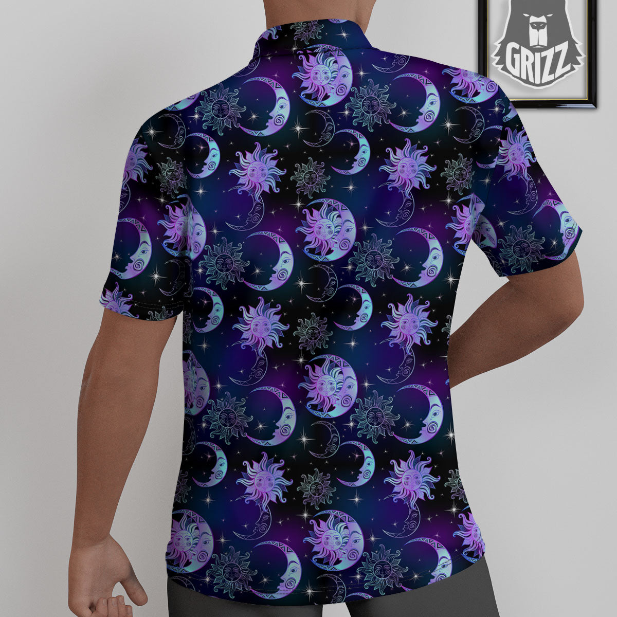 Sun And Moon Galaxy Celestial Print Untucked Shirts-grizzshop