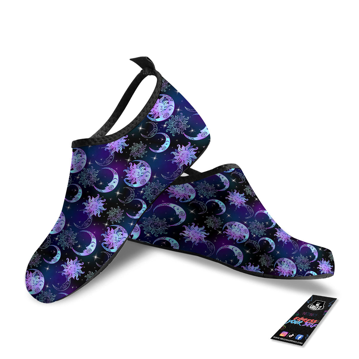 Sun And Moon Galaxy Celestial Print Water Shoes-grizzshop
