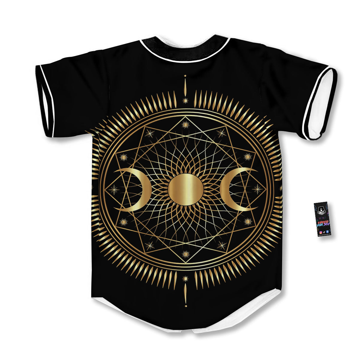 Sun And Moon Geometric Celestial Print Baseball Jersey-grizzshop