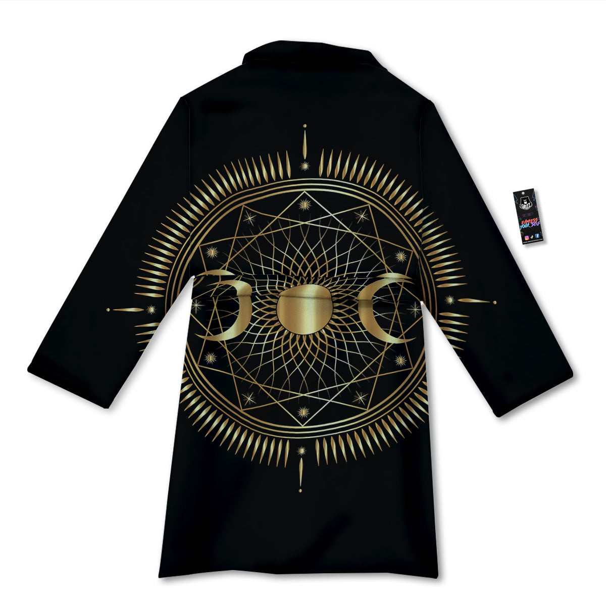 Sun And Moon Geometric Celestial Print Bathrobe-grizzshop
