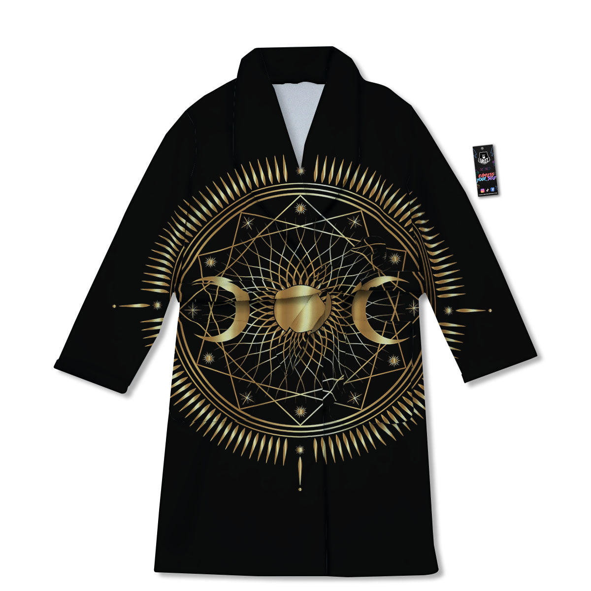 Sun And Moon Geometric Celestial Print Bathrobe-grizzshop