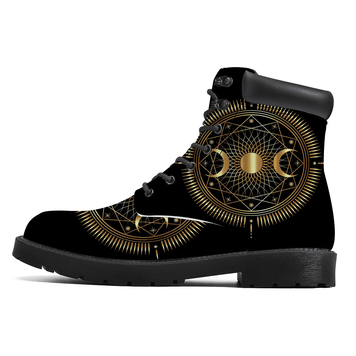 Sun And Moon Geometric Celestial Print Boots-grizzshop