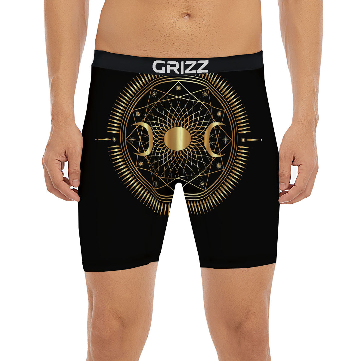 Sun And Moon Geometric Celestial Print Boxer Briefs-grizzshop