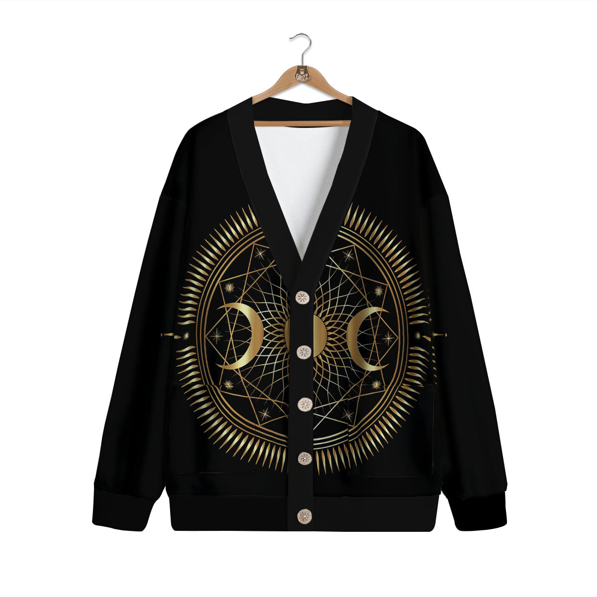 Sun And Moon Geometric Celestial Print Cardigan-grizzshop