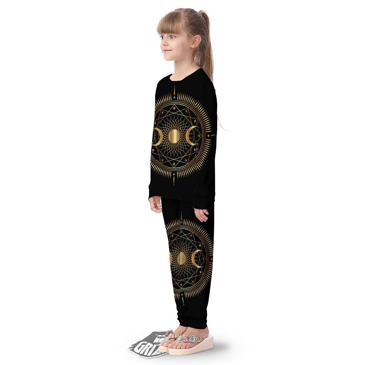 Sun And Moon Geometric Celestial Print Kid's Pajamas-grizzshop
