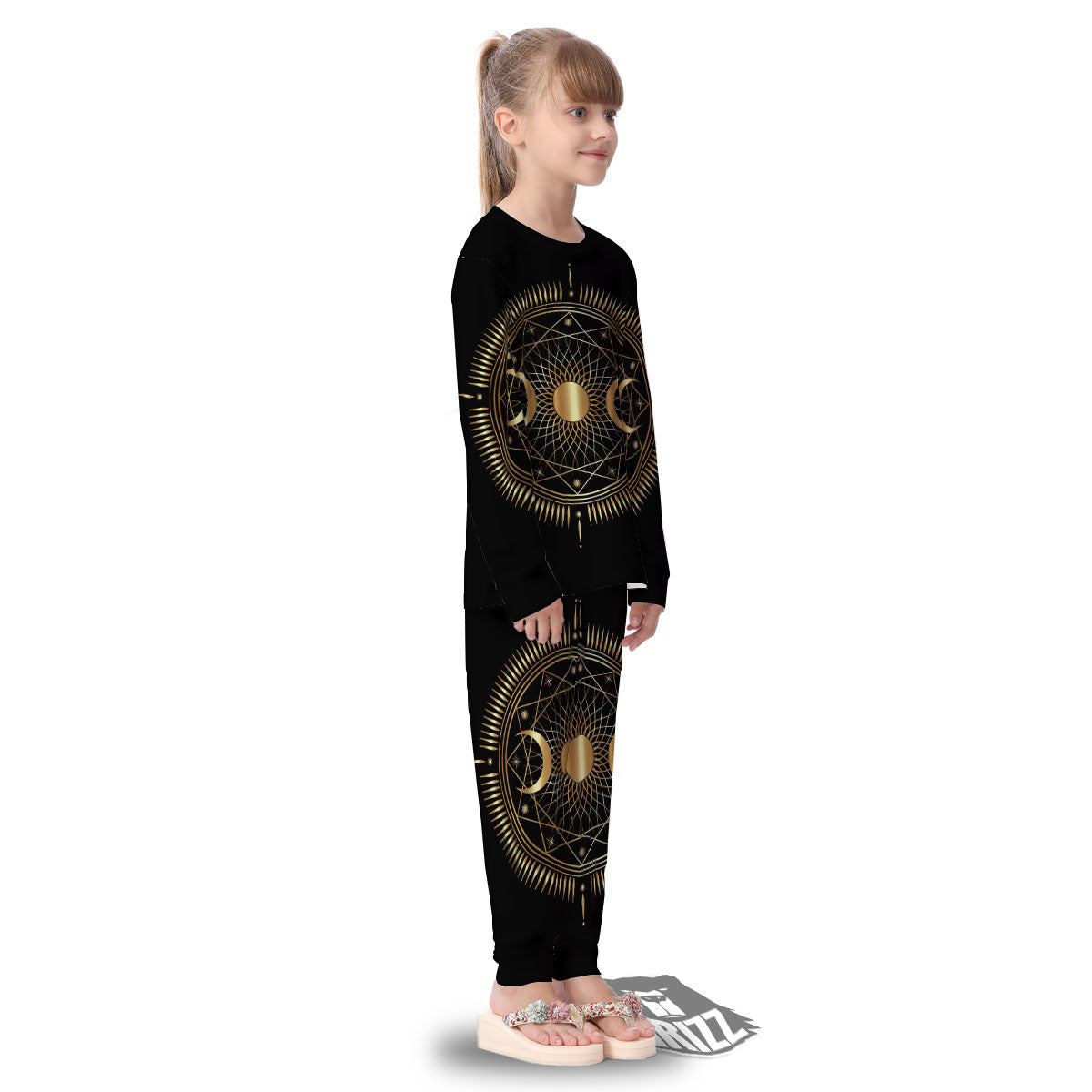 Sun And Moon Geometric Celestial Print Kid's Pajamas-grizzshop