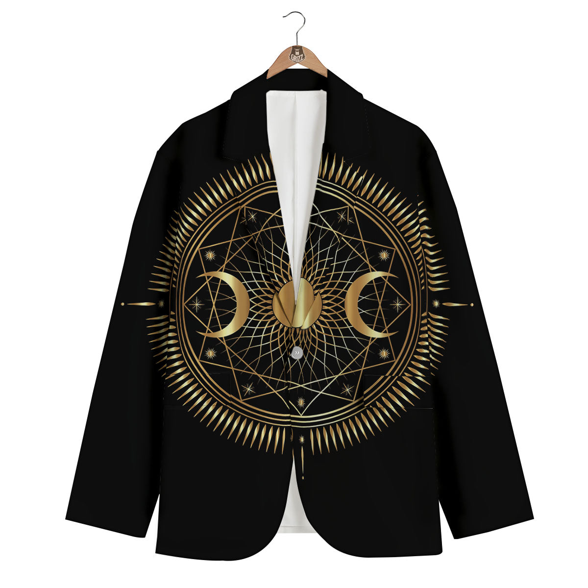 Sun And Moon Geometric Celestial Print Men's Blazer-grizzshop
