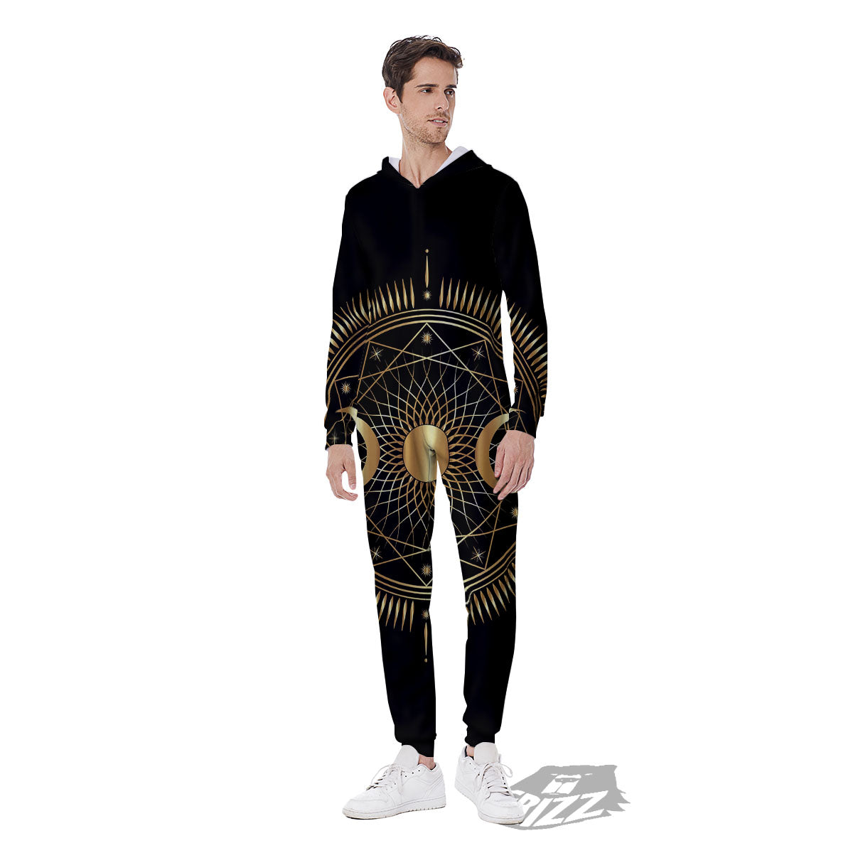 Sun And Moon Geometric Celestial Print Men's Jumpsuit-grizzshop