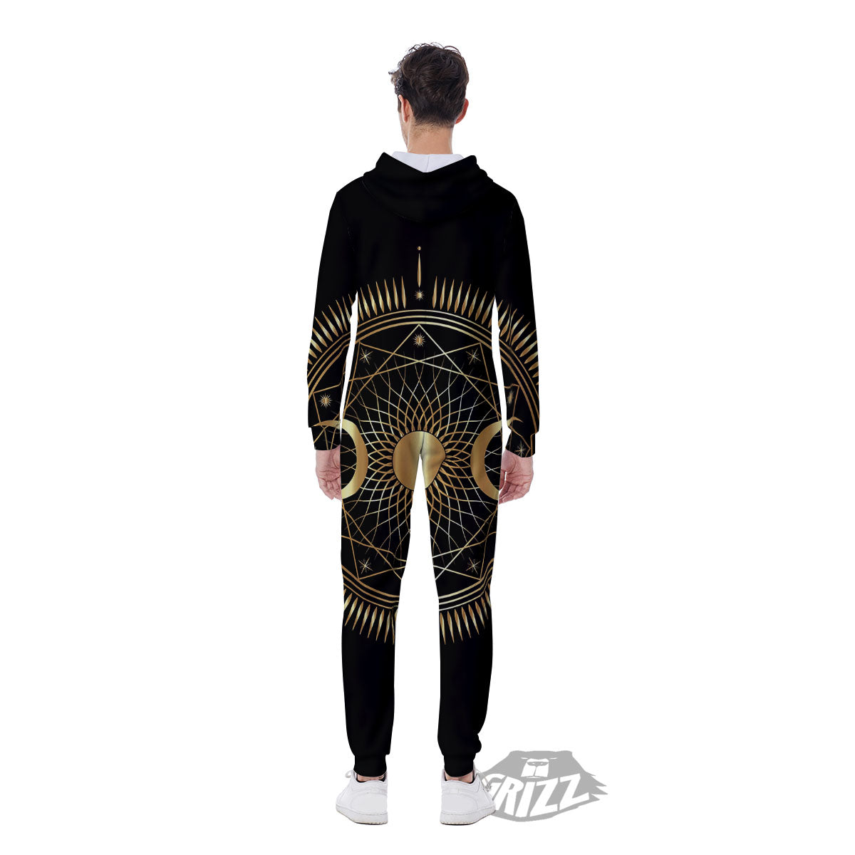 Sun And Moon Geometric Celestial Print Men's Jumpsuit-grizzshop