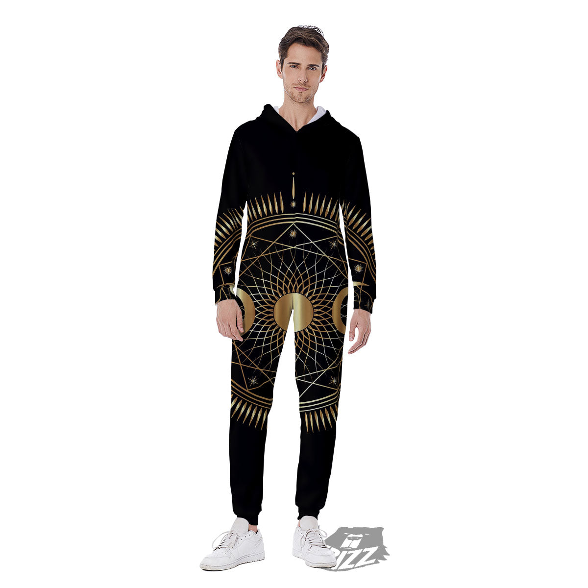 Sun And Moon Geometric Celestial Print Men's Jumpsuit-grizzshop