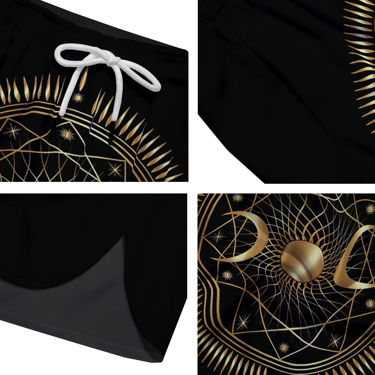 Sun And Moon Geometric Celestial Print Men's Running Shorts-grizzshop
