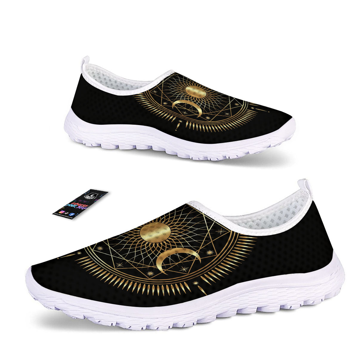Sun And Moon Geometric Celestial Print Nurse Shoes-grizzshop