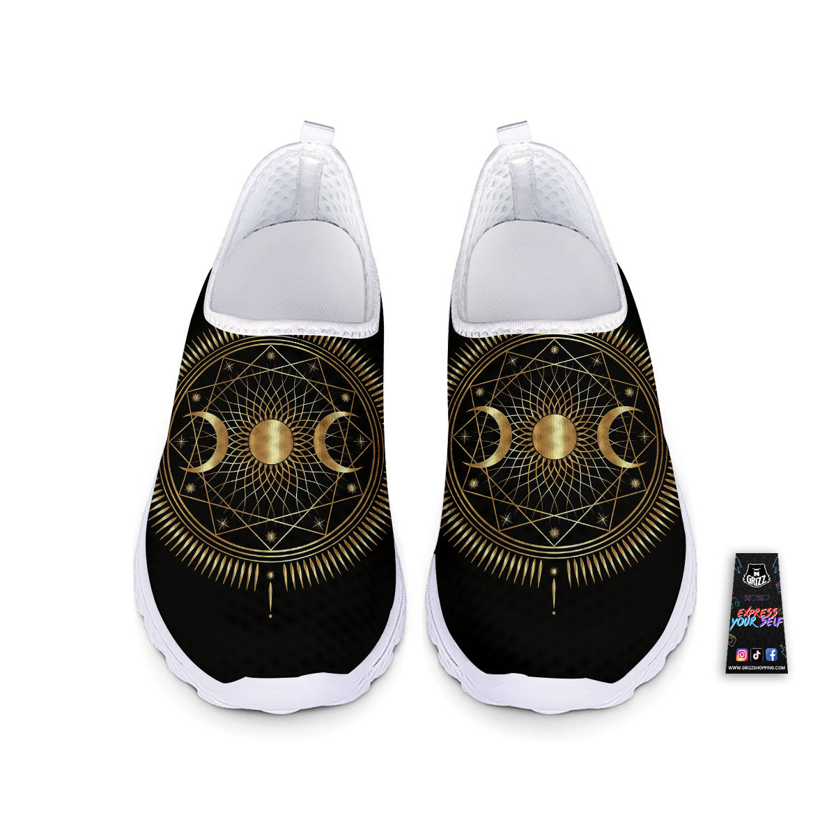 Sun And Moon Geometric Celestial Print Nurse Shoes-grizzshop