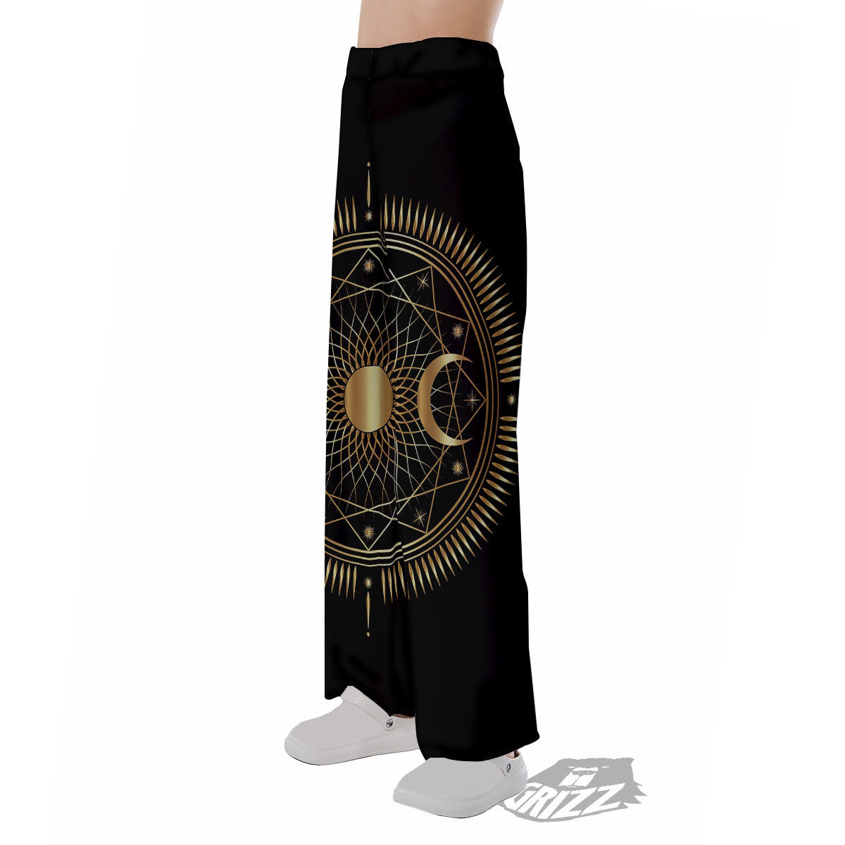 Sun And Moon Geometric Celestial Print Pajama Pants-grizzshop