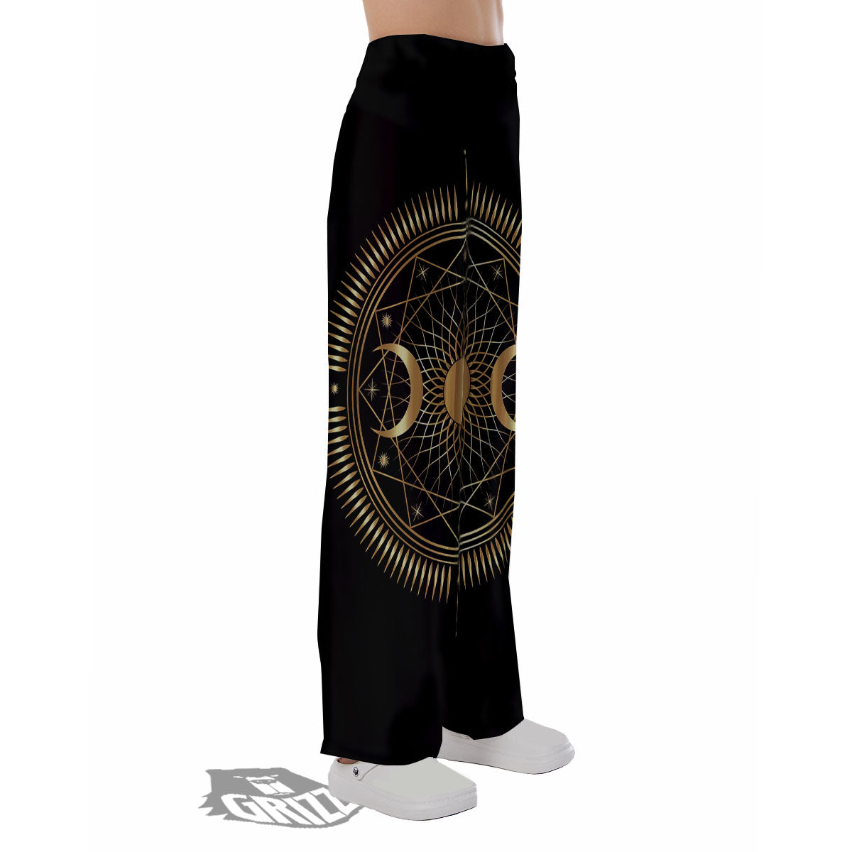 Sun And Moon Geometric Celestial Print Pajama Pants-grizzshop