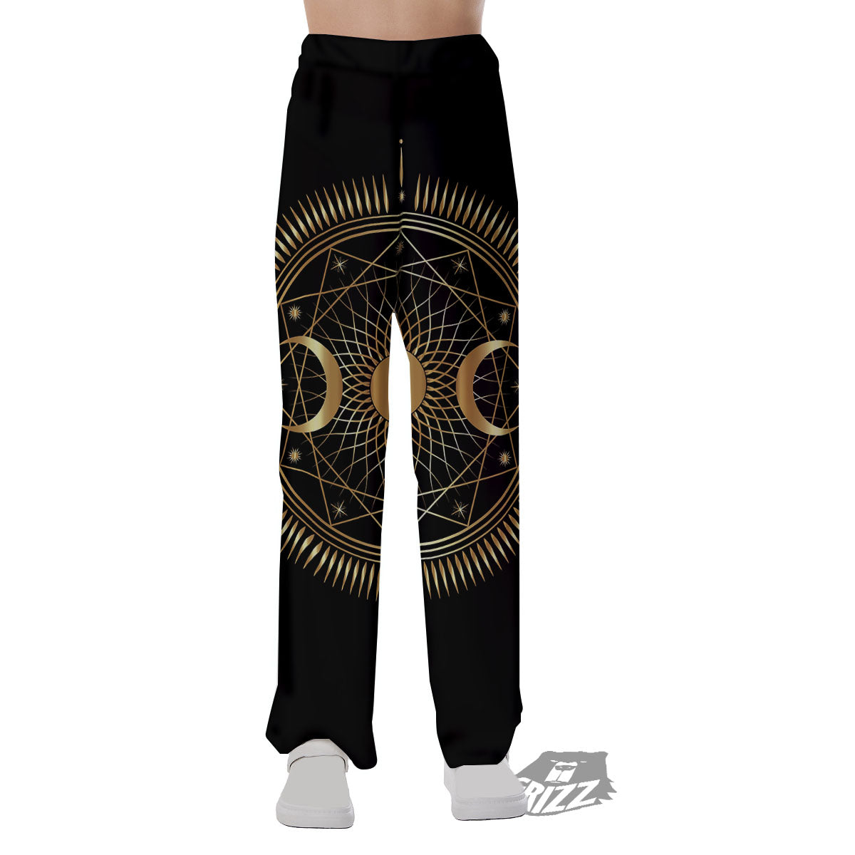 Sun And Moon Geometric Celestial Print Pajama Pants-grizzshop